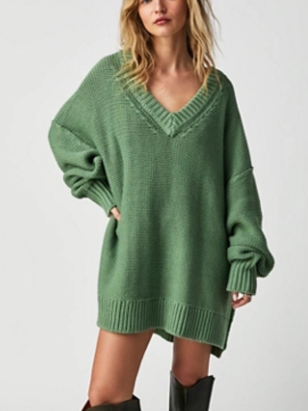 Free People Alli Oversized V-Neck Sweater